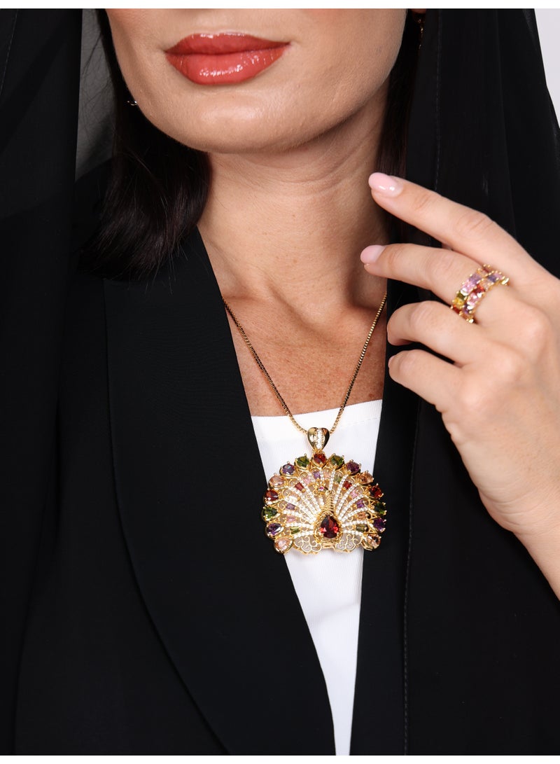 Gold Plated Multicolor Pendant Necklace – Ramadan Special